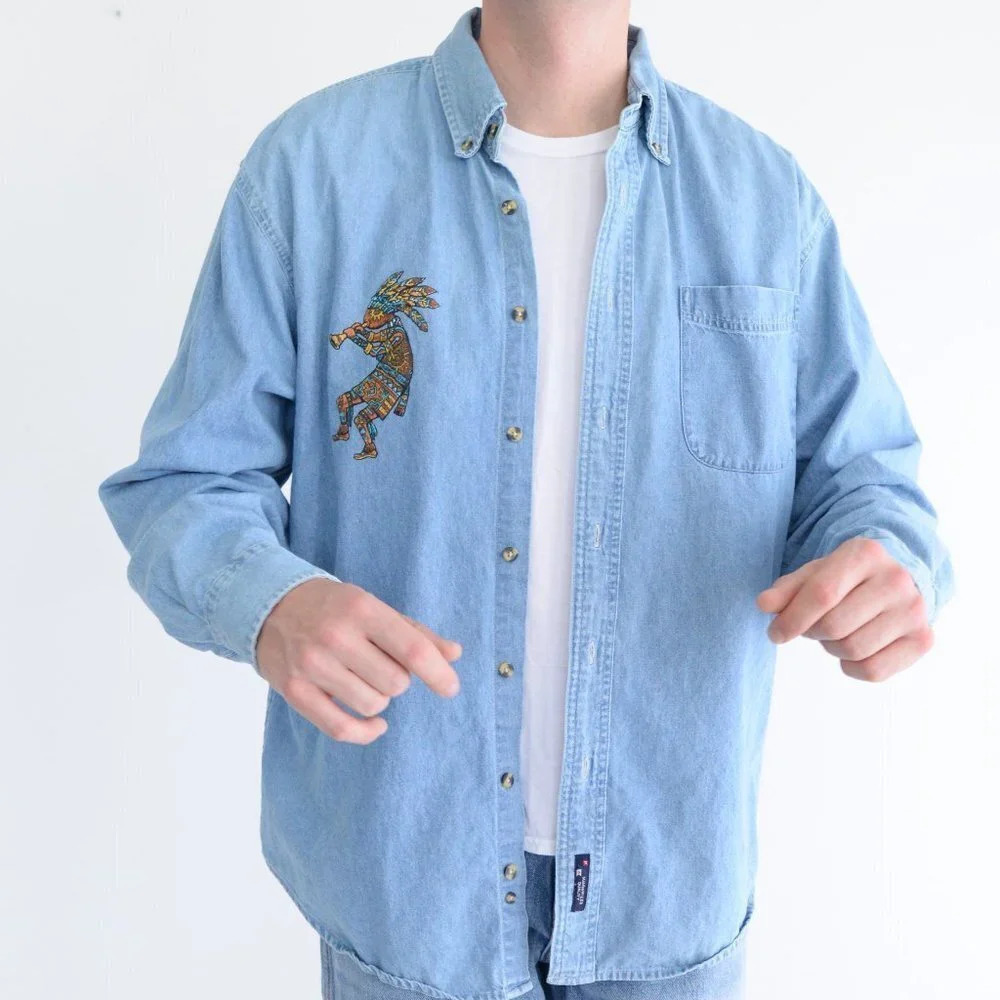 Vintage C Port and Company 100% Cotton Grand Canyon Dancing Man Button Down - Picture 4 of 13
